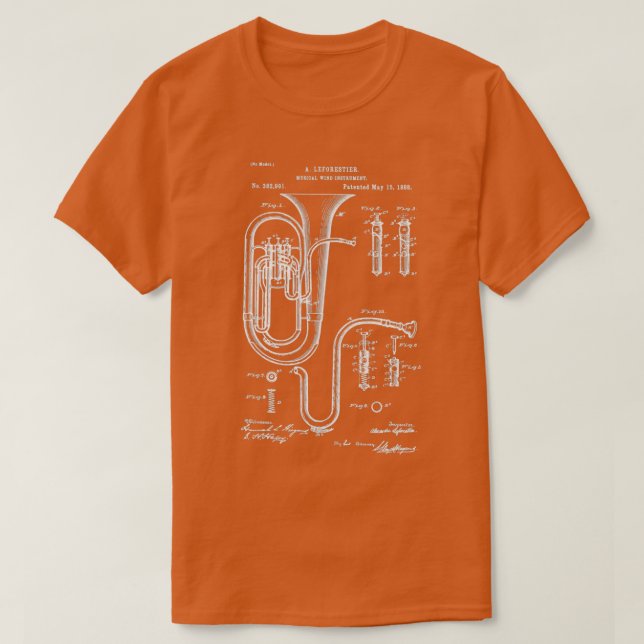Tuba Patent Graphic Blueprint T Shirt (Design framsida)