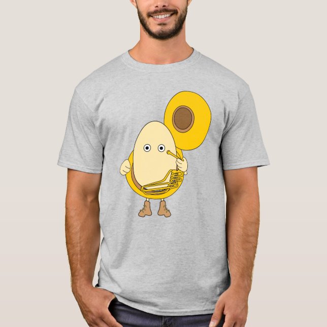 Tuba Player Egghead T Shirt (Framsida)