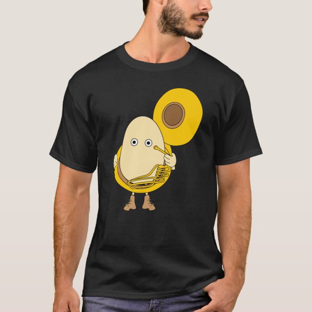 Tuba Player Egghead T Shirt (Framsida)
