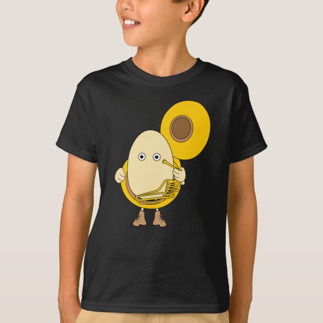 Tuba Player Egghead T Shirt (Framsida)