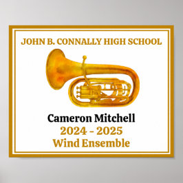 Tuba Player High School Band Gold Personalized Poster
