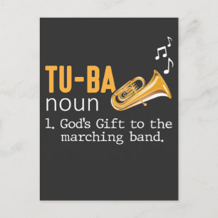 Tuba Player Marching Vind Instrument Musician Vykort