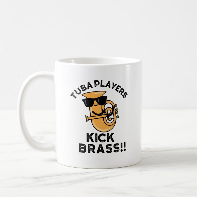 Tuba Players Kick Brass Funny Music Pun Kaffemugg (Vänster)
