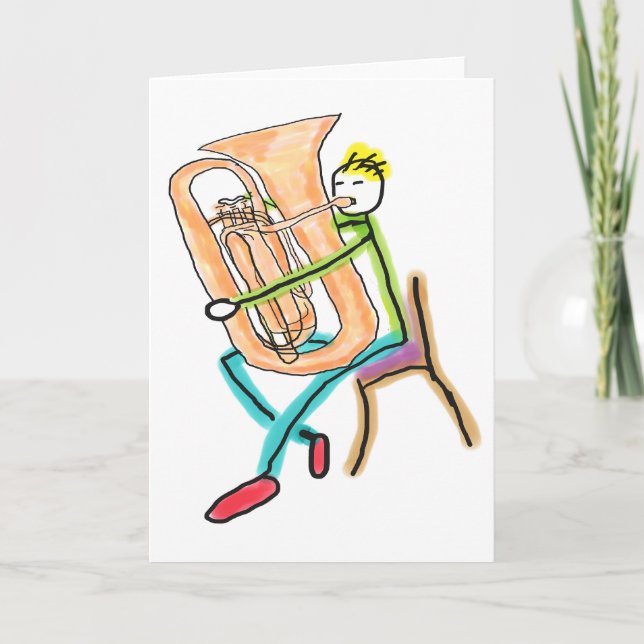 Tuba Playing Stickman Kort (Framsida)