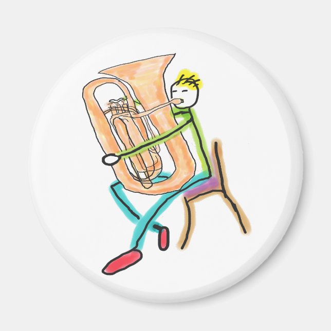 Tuba Playing Stickman Magnet (Framsidan)