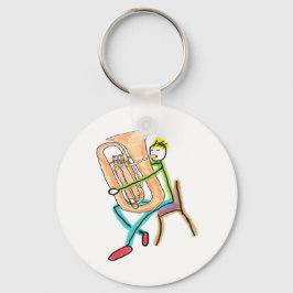 Tuba Playing Stickman Nyckelring