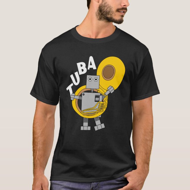 Tuba Robot Text T Shirt (Framsida)
