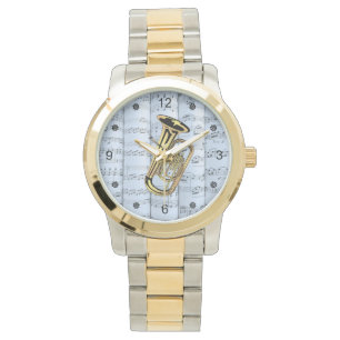 Tuba ~ Rolled Lakan Music ~ Blue Tint Background ~ Armbandsur