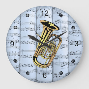 Tuba ~ Rolled Lakan Music ~ Blue Tint Background ~ Stor Klocka