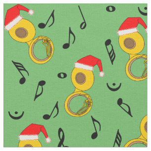 Tuba Santa Hat Musik noter Mönster Tyg