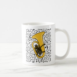 Tuba with Musik noter, Brass Musician Kaffemugg