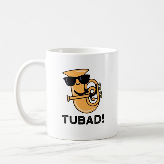 Tubad Funny Music Tuba Pun Kaffemugg (Vänster)