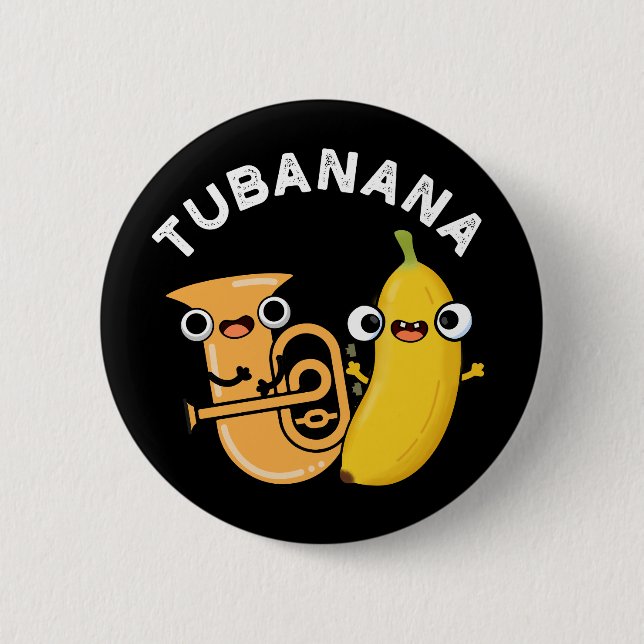 Tubanana Funny Tuba Banana Pun Mörk BG Knapp (Framsida)