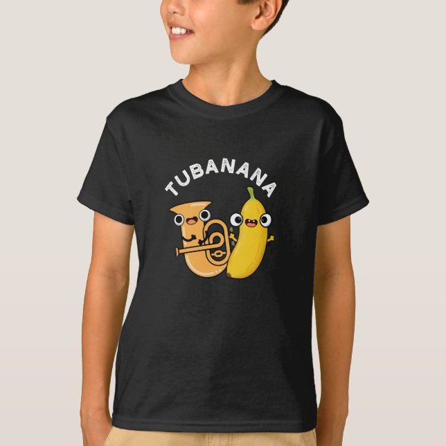 Tubanana Funny Tuba Banana Pun Mörk BG T Shirt (Framsida)