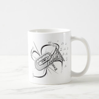 Tubasilver och noterar kaffemugg