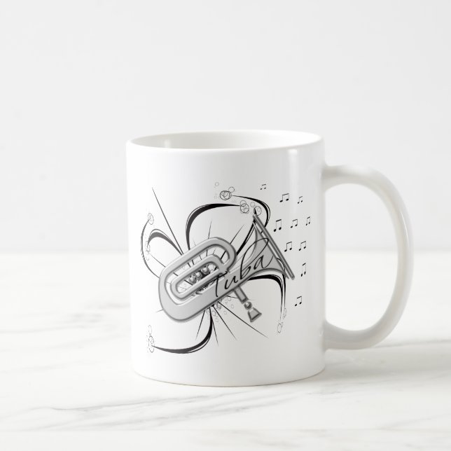Tubasilver och noterar kaffemugg (Höger)