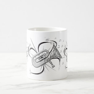 Tubasilver och noterar kaffemugg