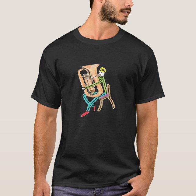 Tubaspelande Stavman T Shirt (Framsida)