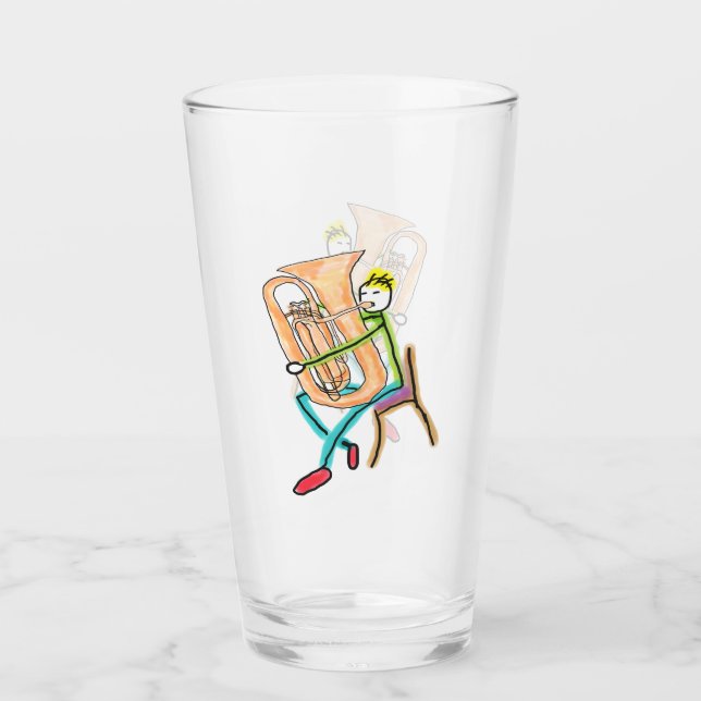 Tubaspelande Stickman Glaskopp (Framsida)