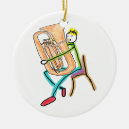 Tubaspelande Stickman Julgransprydnad Keramik