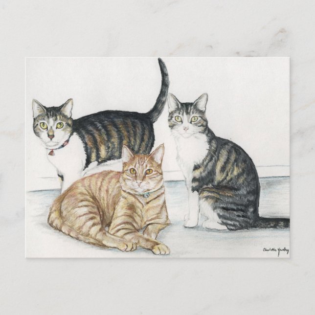 Tubby, Tiger och Tiny Original Art Postcard Vykort (Framsida)