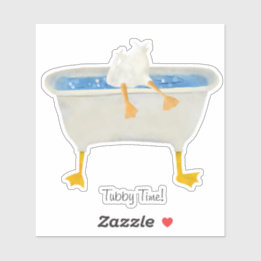Tubby Time! Anka med baken upp i ett webbfotat bad Klistermärken