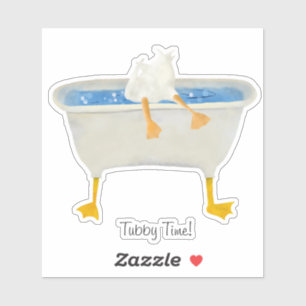 Tubby Time! Anka med baken upp i ett webbfotat bad Klistermärken