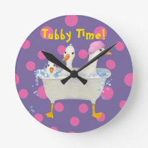 Tubby Time Three Ducks in Bathtub Watercolor 