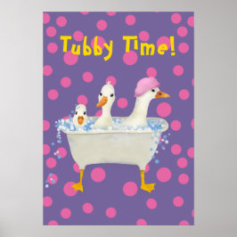 Tubby Time Tre ankor i badkaret Vattenfärg Poster