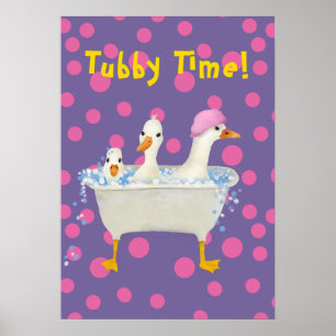 Tubby Time Tre ankor i badkaret Vattenfärg Poster