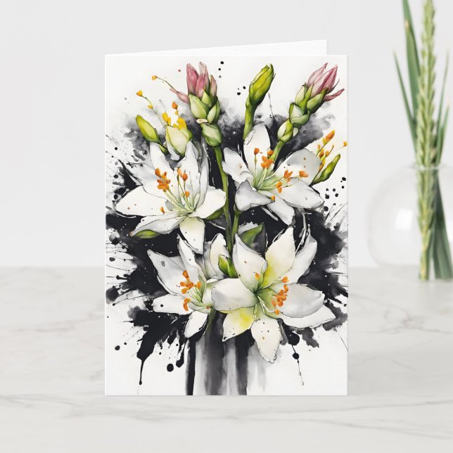 Tuberos - Akvarellblommor Kort (Framsida)