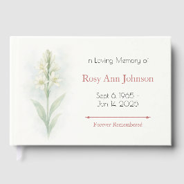 Tuberose Funeral Guest Bok - in loving Memory