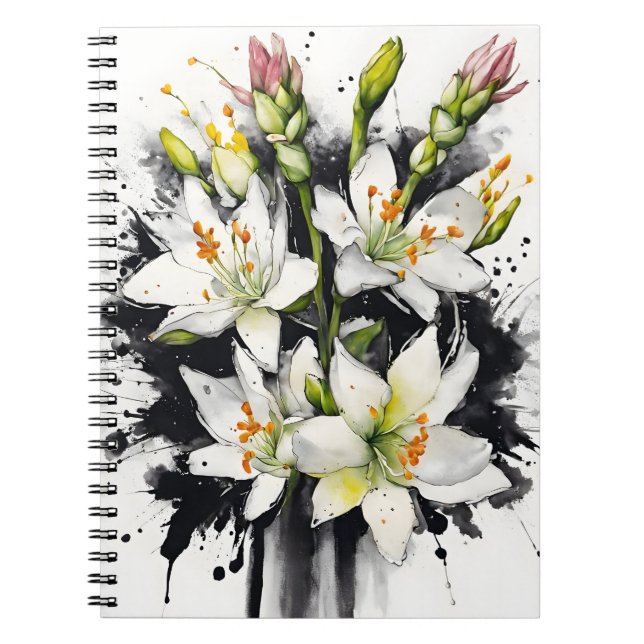 Tuberose - Watercolor flowers Anteckningsbok (Framsidan)