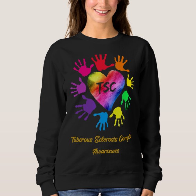 Tuberous Sclerosis Complex Awareness Händer T Shirt (Framsida)