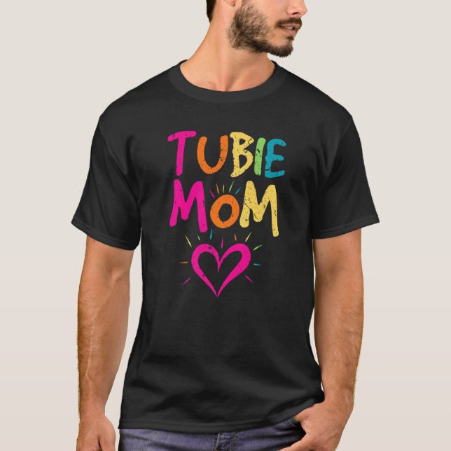 Tubie Mamma Matar Tube Gastrostomy Button Awarenes T Shirt (Framsida)