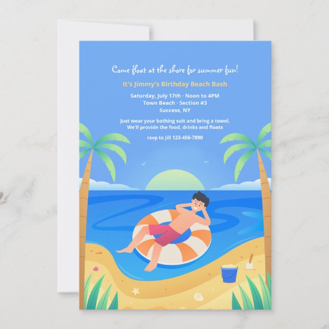 Tubing är en vattenaktivitet där en person sitter  inbjudningar (Framsida)