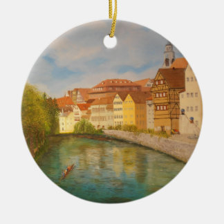 Tubingen i solljus julgransprydnad keramik