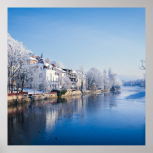 Tübingen, Tyskland efter snöfall Poster