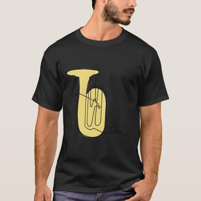 Tubist Brass Music One Line Tuba T Shirt (Framsida)