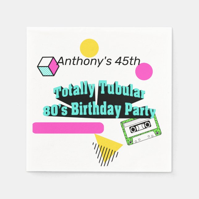 Tubulär 80-Födelsedagsfest totalt Pappersservett (Framsidan)