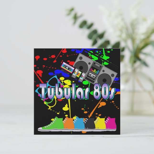 Tubulärt 80s inbjudningar (Stående Fram)