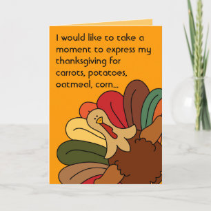 Tucker Turkiet vegetariskt thanksgivingkort Helgkort