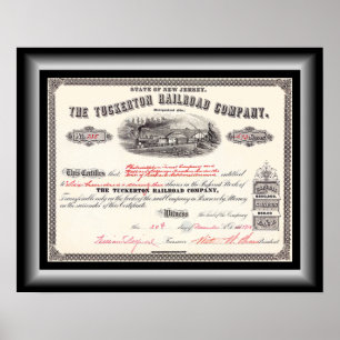 Tuckerton Railroad Company Lagrar Certificate 1918 Poster