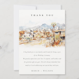 Tucson, Arizona Akvarell Landskaps Bröllop Tack Kort