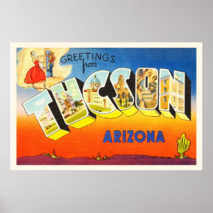 Tucson Arizona AZ Old Vintage resor Souvenir Poster