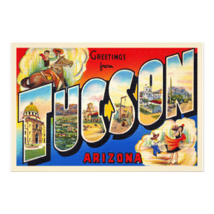 Tucson Arizona AZ Vintage Stora Brev Postcard 1 Fototryck