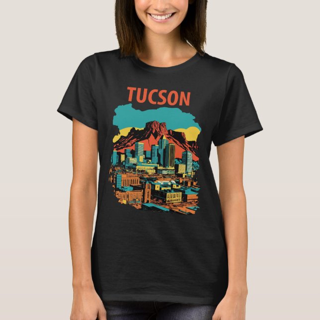 Tucson Arizona Berg Öken Resa T Shirt (Framsida)