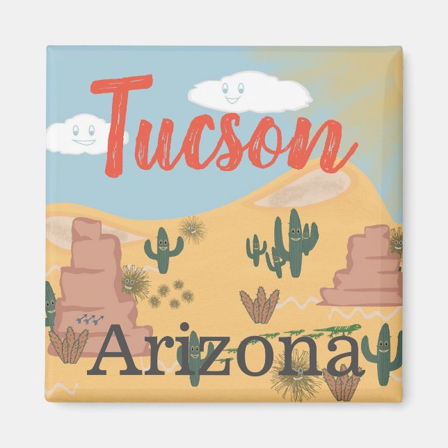 Tucson Arizona Desert Illustration Magnet (Framsidan)