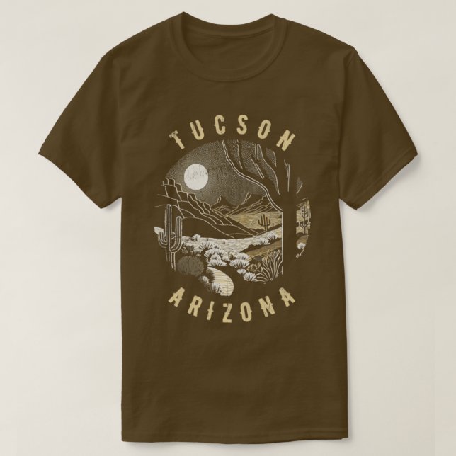 Tucson Arizona Desert vid nattmålning2 T Shirt (Design framsida)