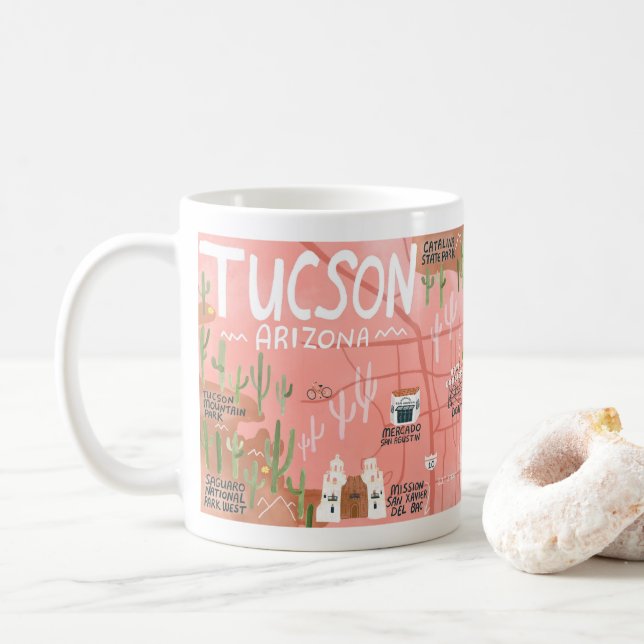 Tucson Arizona Illustrated Karta Art Kaffemugg (Med munk)